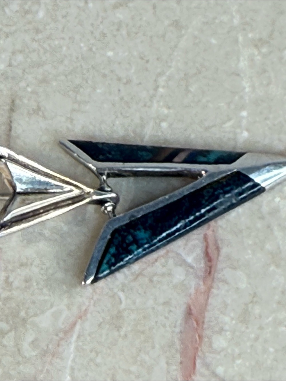 Navajo Indian Sterling Silver Turquoise Inlay Arrowhead Single Earring